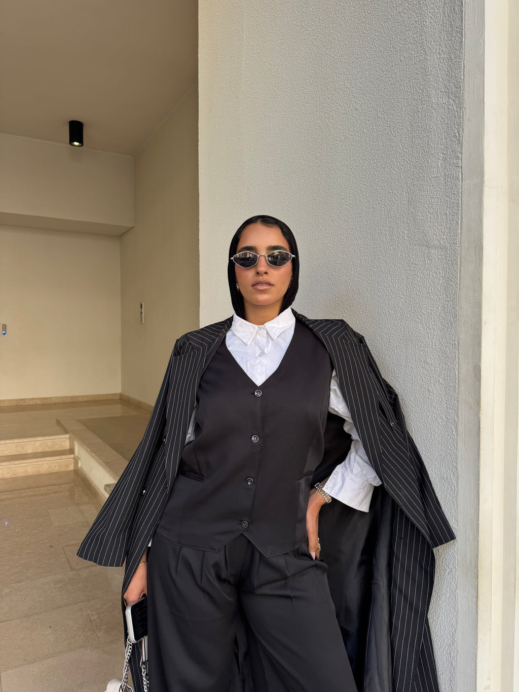 Striped Black Formal Suit