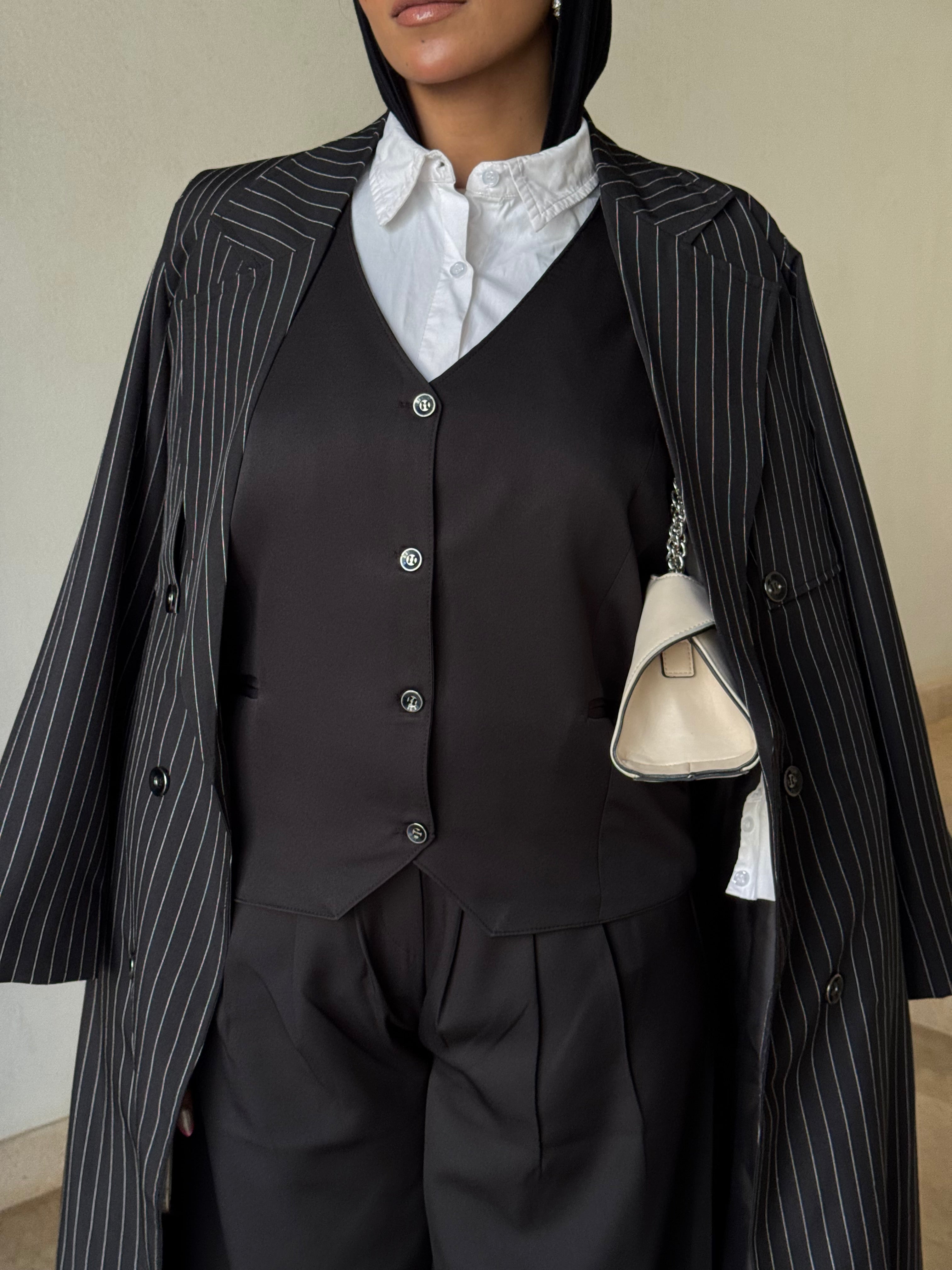 Striped Black Formal Suit